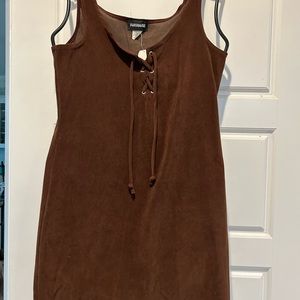 Funhouse Faux Brown suede Tank Dress Vtg. new - Med